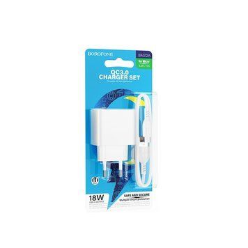 Зарядний пристрій 18W (1 USB) BOROFONE BAS12A Erudite QC3.0 з кабелем USB - Micro USB (White)