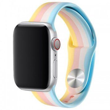 Ремешок радужный для Apple Watch Sport Rainbow (38mm, 40mm, 41mm, [42mm Series 10/11], Pink-Yellow)