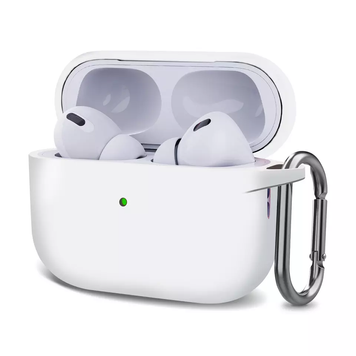 Чохол силіконовий на AirPods Pro 2 з карабіном White
