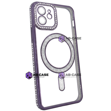 Чехол для iPhone 12 Diamond Shining Case with MagSafe с защитными линзамы на камеру, Deep Purple
