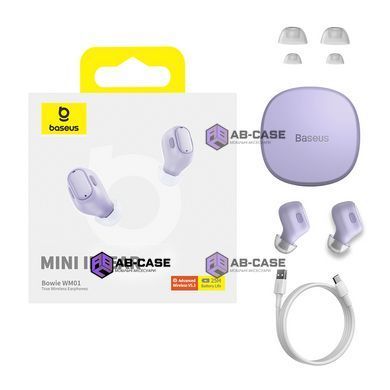 Навушники бездротові Baseus Bowie WM01 True Wireless Earphones Purple NGTW370005