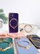 Чехол для iPhone 15 Pro Holder Glitter Shining Сase with MagSafe с подставкой и защитными линзами на камеру Deep Purple 4