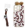 Пушистый чехол &laquo;Leopard Bow&raquo; с ремешком для iPhone 14 Pro Max