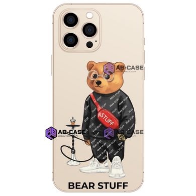 Чехол прозрачный Print Bear Stuff для iPhone 15 Pro Max Мишка с кальяном