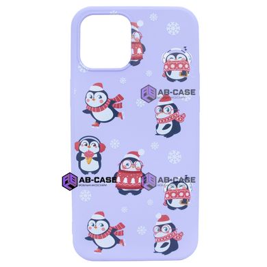 Чехол для iPhone 12 | 12 Pro WAVE Winter Case White Bear with Christmas tree and penguins Light Purple