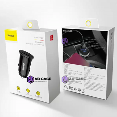 Автомобильное зарядное устройство Baseus 30W USB 5А + Type-C 5A Black