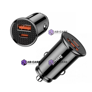 Автомобільний зарядний пристрій Baseus 30W USB 5А + Type-C 5A Black