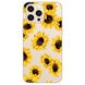 Чохол прозорий Print Flowers на iPhone 13 Pro Max Цветы подсолнухи