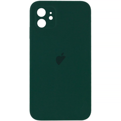 Чехол Silicone Case FULL CAMERA (square side) (для iPhone 12) (Forest Green)