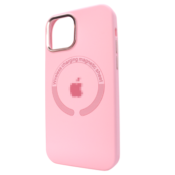Чохол для iPhone 12/12 Pro Silicone case with MagSafe Metal Camera Light Pink
