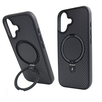 Чехол для iPhone 17 : Nofelet Carbon MagSafe с подставкой &ndash; Black