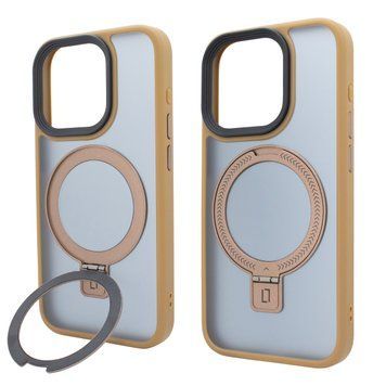 Чохол для iPhone 15 Pro: Nofelet MATT Ring Case (MagSafe) з підставкою &mdash; Gold