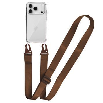 Прозрачный чехол для iPhone 17 Pro c ремешком Clear Crossbody - Brown