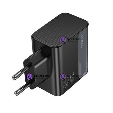 Зарядний пристрій 45W (1 USB + 1 Type-C) Hoco CS74A Star Speed PD+QC3.0 (Midnight Black)
