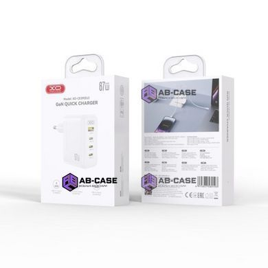 Зарядное устройство 67W (1 USB + 3 Type-C) XO CE39 GaN PD+QC3.0 (White)
