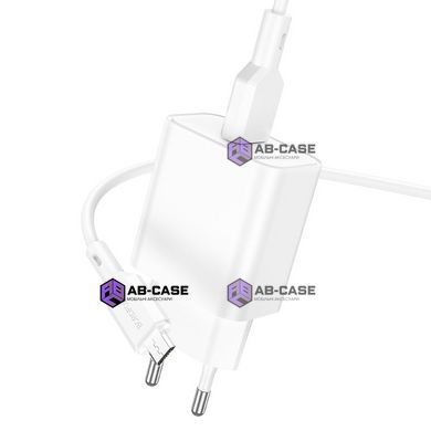 Зарядное устройство 18W (1 USB) BOROFONE BA72A Spring QC3.0 с кабелем USB - Micro USB (White)