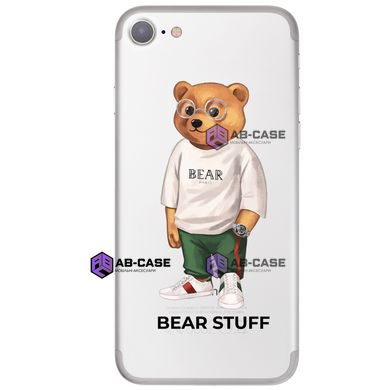 Чехол прозрачный Print Bear Stuff для iPhone SE2 Мишка в белой футболке