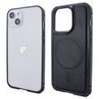 Чохол для iPhone 13|14 Metal Bumpers PU Leather Case with MagSafe - Black