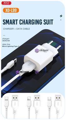 Зарядное устройство 2,4A (1 USB) XO L99 с кабелем USB - Micro USB (White)