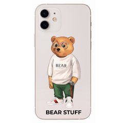 Чохол прозорий Print Bear Stuff на iPhone 12 mini Мишка в белой футболке