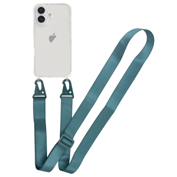 Прозрачный чехол для iPhone 17 c ремешком Clear Crossbody Forest Green
