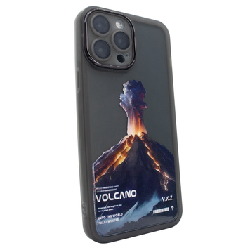 Чохол для iPhone 14 Pro Max Print Nature Volcano із захисними лінзами на камеру Black