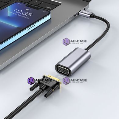 Перехідник Type-C на (VGA) Hoco UA21 &mdash; Metal Gray