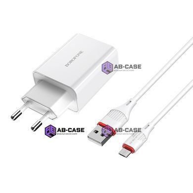 Зарядное устройство 18W (1 USB) BOROFONE BA21A Long QC3.0 с кабелем USB - Micro USB (White)