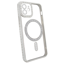 Чохол для iPhone 12 Diamond Shining Case with MagSafe із захисними лінзами на камеру, Silver
