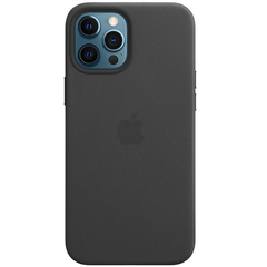 Кожаный чехол Leather Case with MagSafe Black для iPhone 12 | 12 Pro