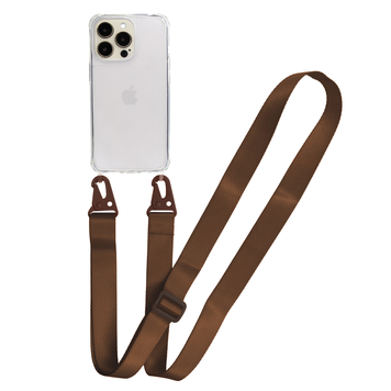 Прозорий чохол для iPhone 12|12 Pro з ремінцем Crossbody - Brown