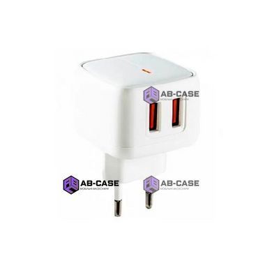Зарядное устройство 12W (2 USB) XO L61 QC3.0 с кабелем USB - Lightning (White)