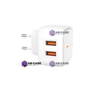 Зарядное устройство 12W (2 USB) XO L61 QC3.0 с кабелем USB - Lightning (White)