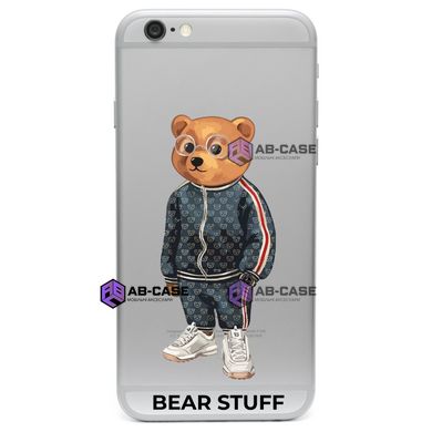 Чехол прозрачный Print Bear Stuff для iPhone 6/6s Мишка в спортивном костюме (blue)