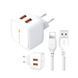 Зарядное устройство 12W (2 USB) XO L61 QC3.0 с кабелем USB - Lightning (White) 1