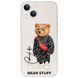 Чохол прозорий Print Bear Stuff на iPhone 13 mini Мишка с кальяном
