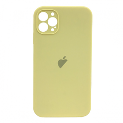 Чехол Silicone Case FULL CAMERA (square side) (для iPhone 12 pro Max) (Mellow Yellow)