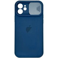 Чехол Silicone with Logo Hide Camera, для iPhone 12 (Dark Blue)