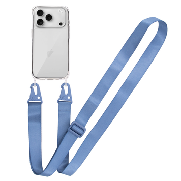 Прозрачный чехол для iPhone 17 Pro Max c ремешком Clear Crossbody Cobalt Blue