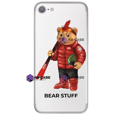 Чехол прозрачный Print Bear Stuff для iPhone SE2 Мишка лыжник