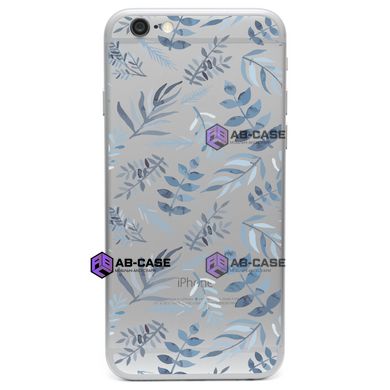 Чехол прозрачный Print Flowers для iPhone 6 Plus/6s Plus Синие цветы