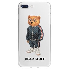 Чехол прозрачный Print Bear Stuff для iPhone 7 Plus/8 Plus Мишка в спортивном костюме (blue)