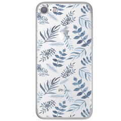 Чехол прозрачный Print Flowers для iPhone 7/8/SE2 Синие цветы