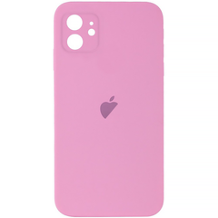 Чехол Silicone Case FULL CAMERA (square side) (для iPhone 12) (Light Pink)