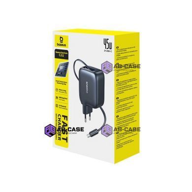 Зарядное устройство 45W (1 Type-C) Baseus EnerCore CJ11 PD с выдвижным кабелем (Black)