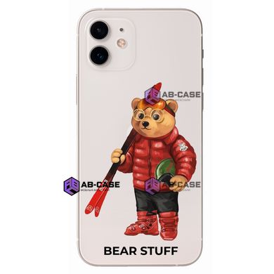 Чохол прозорий Print Bear Stuff на iPhone 12 mini Мишка лыжник