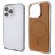 Чехол для iPhone 14 Pro Metal Bumpers PU Leather Case with MagSafe - Brown