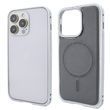 Чехол для iPhone 14 Pro Metal Bumpers PU Leather Case with MagSafe - Gray