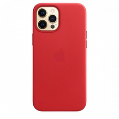Кожаный чехол Leather Case with MagSafe Red для iPhone 12 | 12 Pro