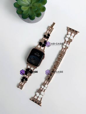 Ремешок Flower Steel Band для Apple Watch 42|44|45|49mm Rose Gold - Black